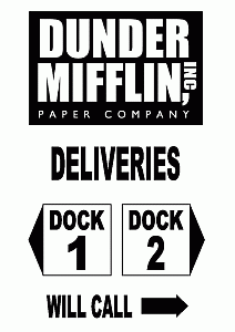 The Dunder Mifflin warehouse sign from the opening credits of The Office