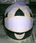 The helmet masked up ready to spray for the pink skin