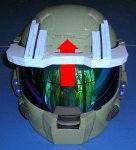 Front of helmet showing airflow up through the peak