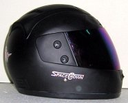 Side profile of black Space Crown motorbike helmet