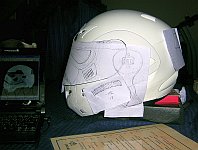 Using paper overlays to draw helmet details