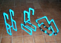 3 data projector mounting cages made from PVC water pipe